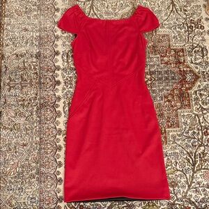 Diane von furstenburg red cap sleeve fitted dress 2